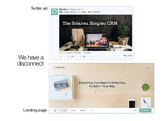 We have a
disconnect
Twitter ad
Landing page
 
