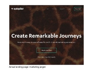 Actual landing page: marketing jargon
 