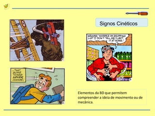 Elementos da BD que permitem compreender a ideia de movimento ou de mecânica. Signos Cinéticos 