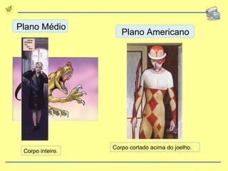 Plano Médio Plano Americano Corpo inteiro. Corpo cortado acima do joelho. 