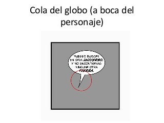 Cola del globo (a boca del
personaje)
 