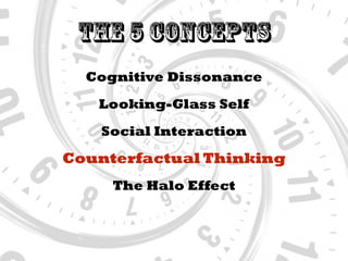The 5 Concepts
Social Interaction
Looking-Glass Self
Counterfactual Thinking
The Halo Effect
Cognitive Dissonance
 