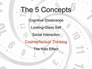 The 5 Concepts
Social Interaction
Looking-Glass Self
Counterfactual Thinking
The Halo Effect
Cognitive Dissonance
 
