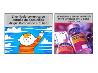 El artículo comunica un   Los autores sugieren un vínculo
                             entre la vacuna SPR y dicho
  estud...