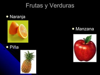 Frutas y Verduras Naranja Manzana Pi ñ a 