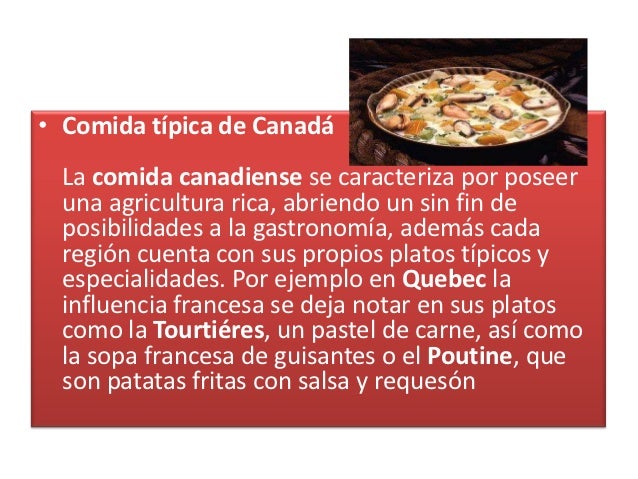 Resultado de imagen para comida tipica de canada