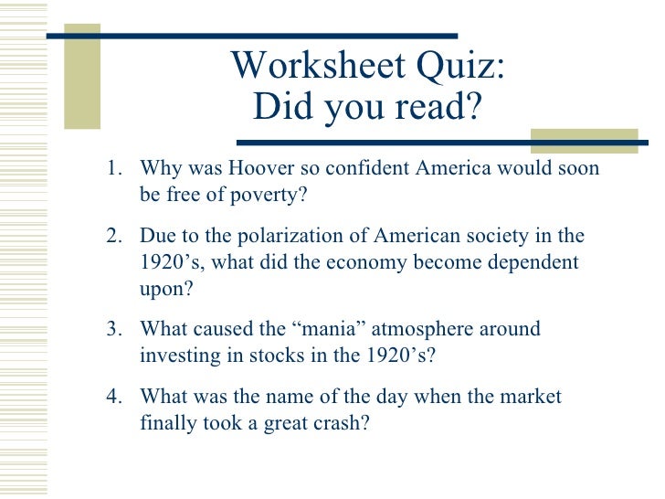 Great depression worksheet high school