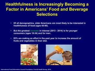 Healthfulness is Increasingly Becoming a
Factor in Americans’ Food and Beverage
Selections
International Food Information ...