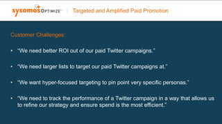 Targeted and Amplified Paid Promotion
• Look-a-like modeling to expand your list
and discover other prospects who share
at...