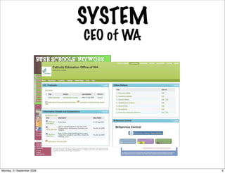 SYSTEM
                            CEO of WA




Monday, 21 September 2009               6
 