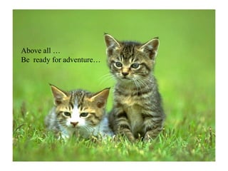 Above all …  Be  ready for adventure… 
