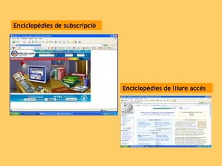 Enciclopèdies de subscripció Enciclopèdies de lliure accés 