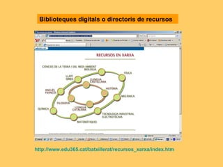 http://www.edu365.cat/batxillerat/recursos_xarxa/index.htm Biblioteques digitals o directoris de recursos 