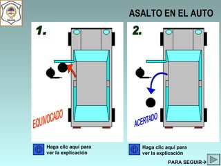ASALTO EN EL AUTO 1. 2. EQUIVOCADO ACERTADO Haga clic aquí para ver la explicación Haga clic aquí para ver la explicación PARA SEGUIR  