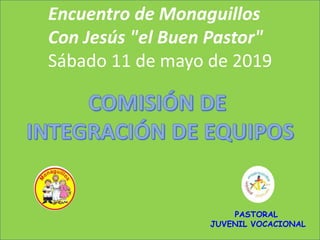 Encuentro de Monaguillos
Con Jesús "el Buen Pastor"
Sábado 11 de mayo de 2019
PASTORAL
JUVENIL VOCACIONAL
 