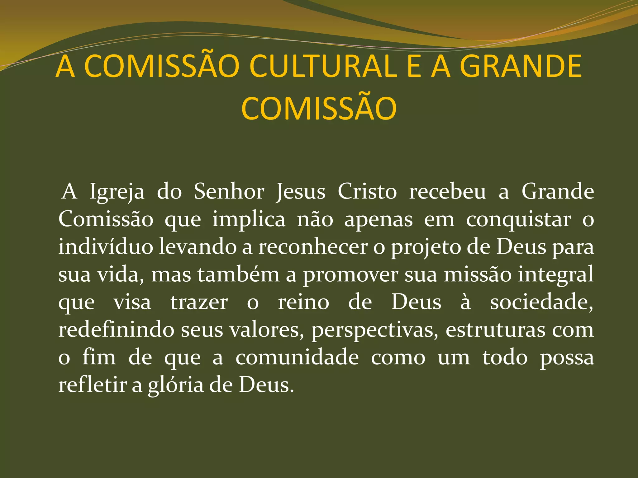 Comissão cultural e a grande comissão pdf | PDF