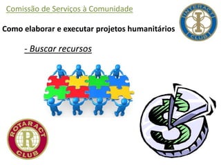 Comissão de Serviços à Comunidade
Como elaborar e executar projetos humanitários
- Buscar recursos
 