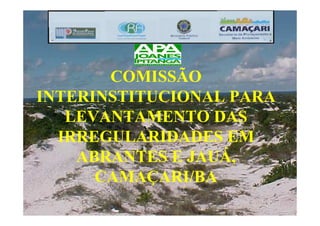 COMISSÃO
INTERINSTITUCIONAL PARA
   LEVANTAMENTO DAS
  IRREGULARIDADES EM
    ABRANTES E JAUÁ,
      CAMAÇARI/BA
 