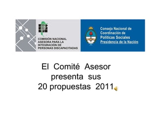 El  Comité  Asesor presenta  sus 20 propuestas  2011 