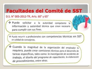 Facultades del Comité de SST
 