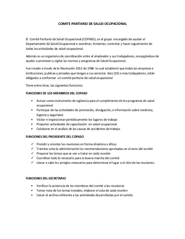 Comite paritario de salud ocupacional