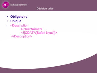 Décision prise Obligatoire Unique <Description   Role="Name">   <![CDATA[Safari Nyati]]>  </Description> 