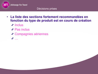Décisions prises La liste des sections fortement recommandées en fonction du type de produit est en cours de création Inclus Pas inclus Compagnies aériennes … 