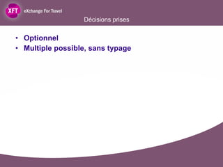 Décisions prises Optionnel Multiple possible, sans typage 