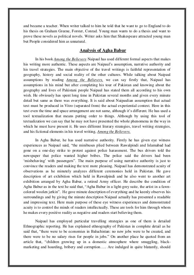 Thesis on vs naipaul