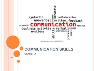 COMMUNICATION SKILLS
CLASS: IX
 