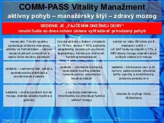 15
COMM-PASS Vitality Manažment
aktívny pohyb – manažérsky štýl – zdravý mozog
Obsah tohto dokumentu je určený výhradne pr...