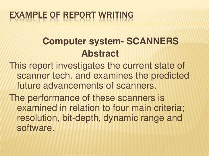 Show an example of a report writing