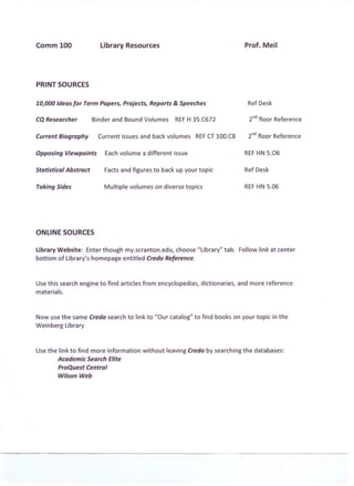 Comm 100 Library Research | PDF