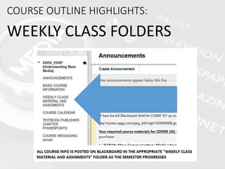 COURSE OUTLINE HIGHLIGHTS:
WEEKLY CLASS FOLDERS
 