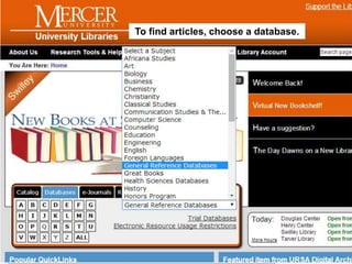 To find articles, choose a database. 
 