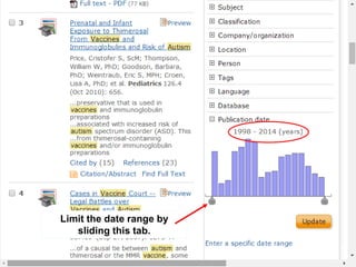 Limit the date range by 
sliding this tab. 
 