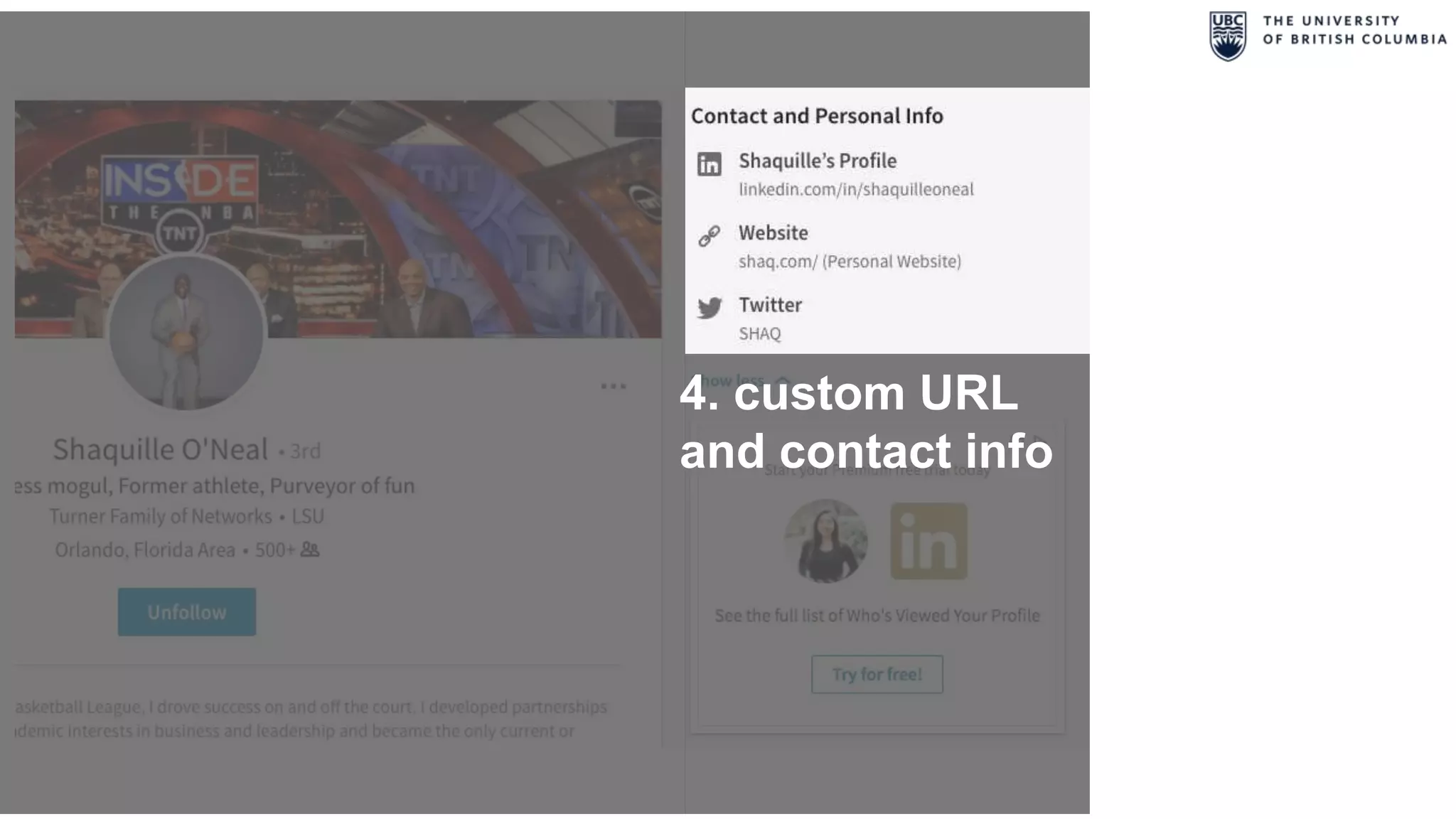 4. custom URL
and contact info
 