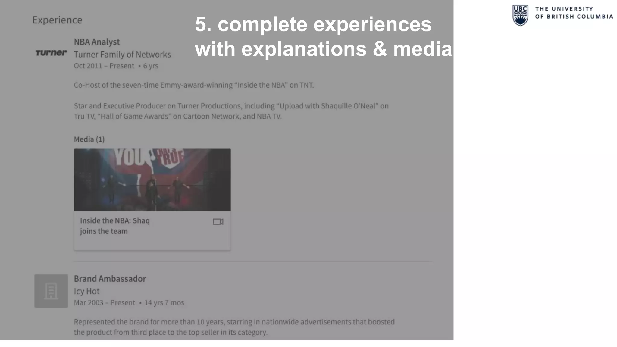 5. complete experiences
with explanations & media
 
