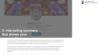 3. interesting summary
that shows your
personality
 