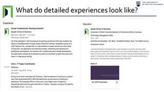 What do detailed experiences look like?
 