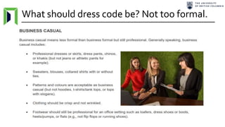 What should dress code be? Not too formal.
 
