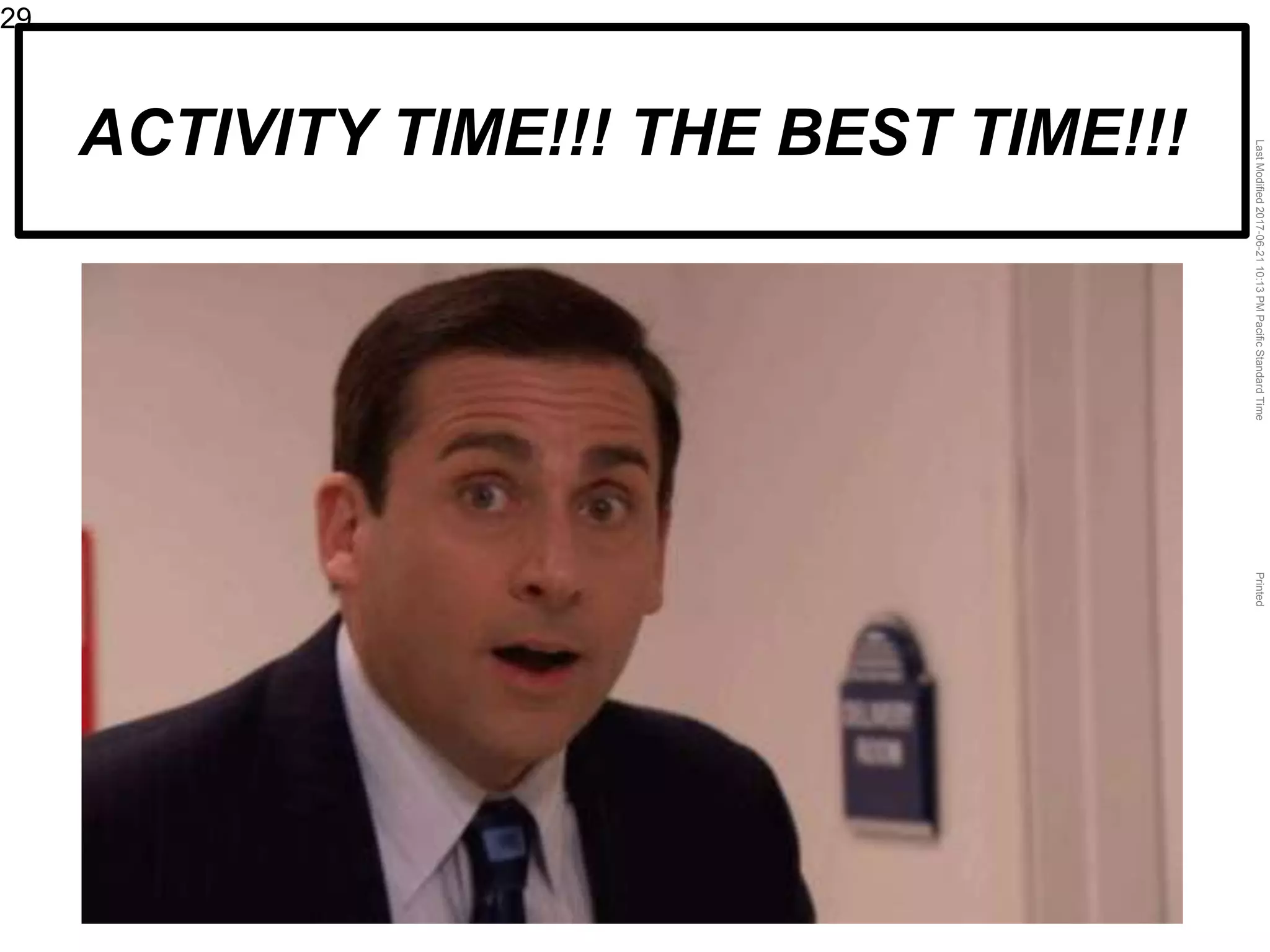 LastModified2017-06-2110:13PMPacificStandardTimePrinted
29
ACTIVITY TIME!!! THE BEST TIME!!!
 