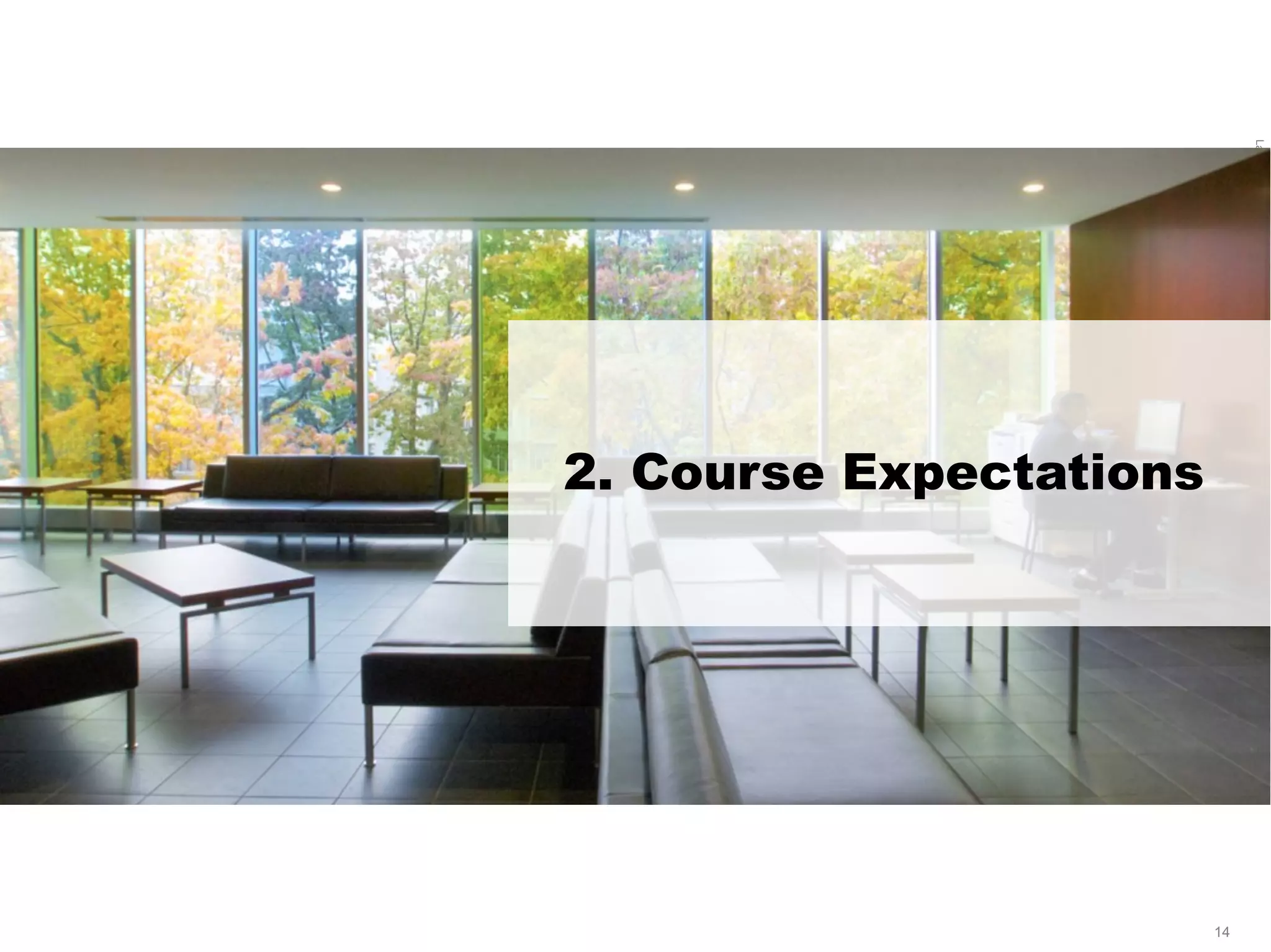 LastModified2017-06-2110:13PMPacificStandardTimePrinted
14
2. Course Expectations
 