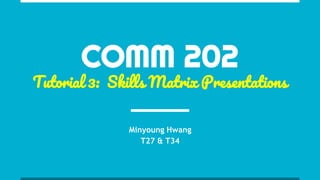COMM 202
Tutorial 3: Skills Matrix Presentations
Minyoung Hwang
T27 & T34
 