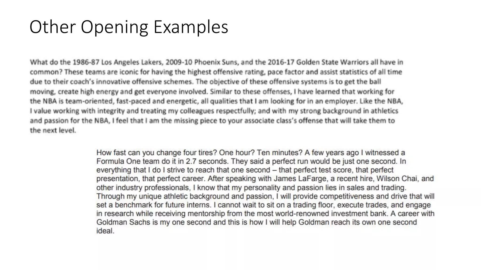 Other Opening Examples
 