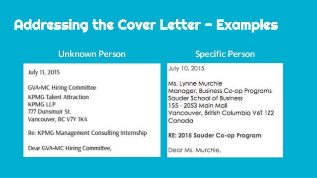 Cover letter to specific person