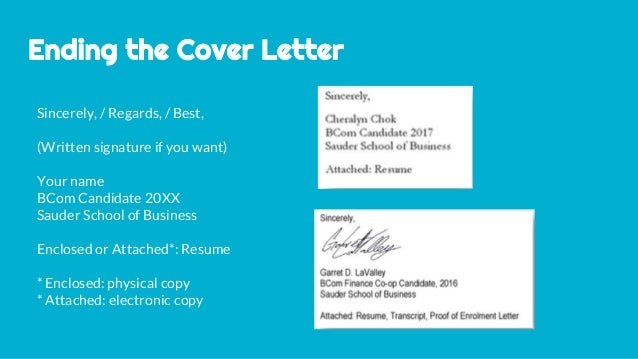 Electronic signature cover letter
