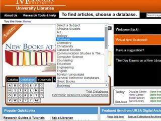 To find articles, choose a database. 
 