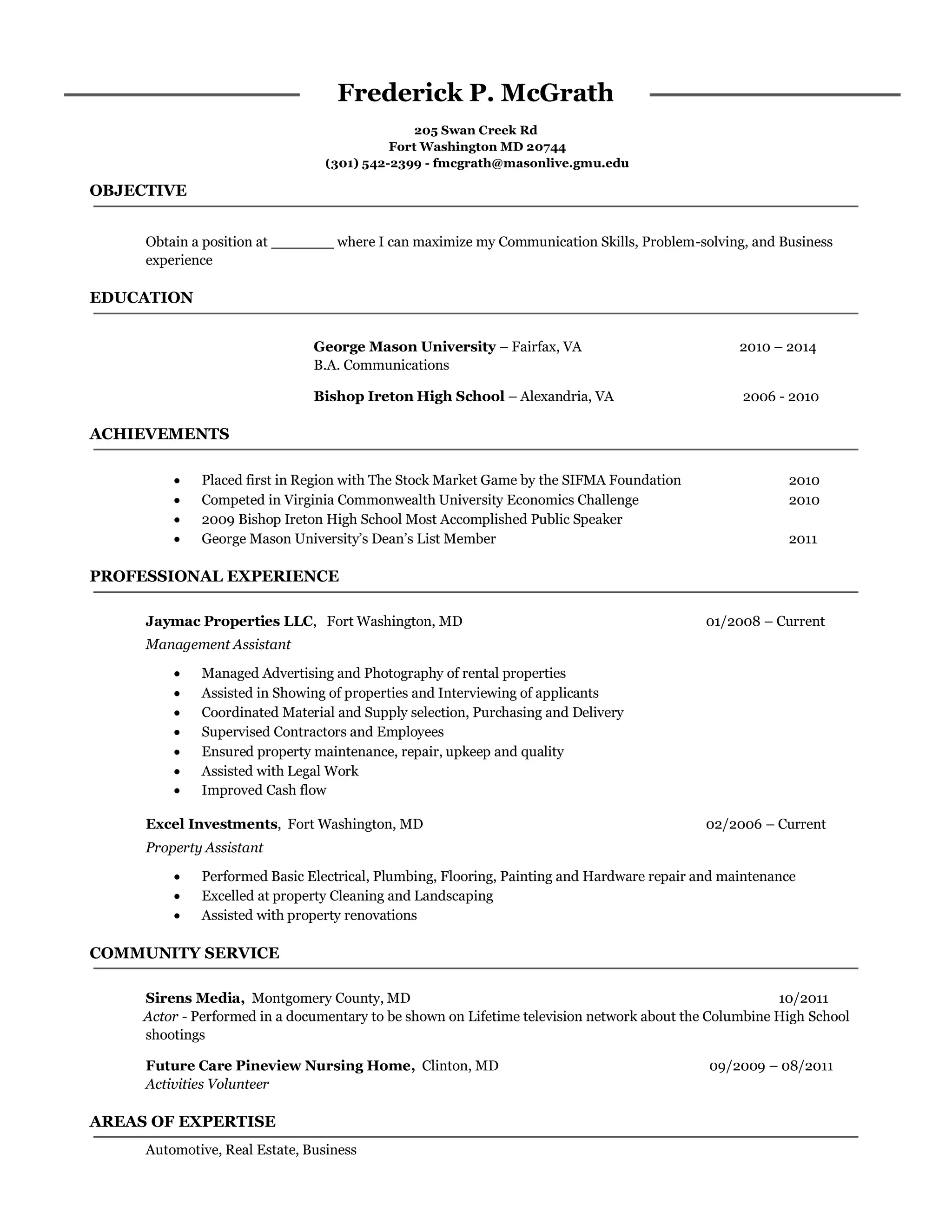 Frederick McGrath's Resume | PDF