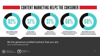 Be the generous problem-solvers that you are.
Source: Content Marketing Association
8
 